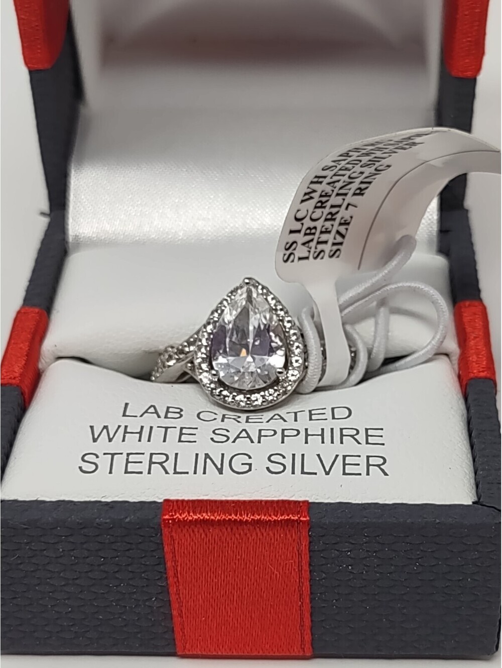 Sterling Silver Lab Created White Sapphire Ring Sz 7 NOS